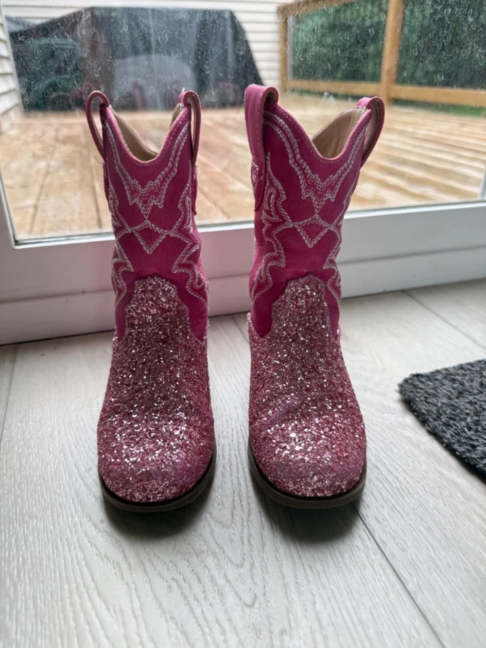 Choiran Toddler Girls Pink Sparkly Cowboy Boots Size 8